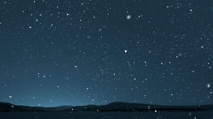 Wall Mural - winter christmas background with falling snow at night