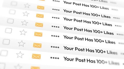 Poster - Post likes on social media showing in email notification style, 4k animation