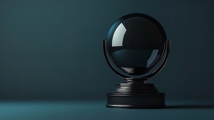 Poster - Mockup of black round glass trophies in darkness 3D background. Generative Ai