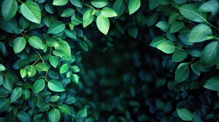 Poster - A close-up view of vibrant green leaves forming a natural frame.