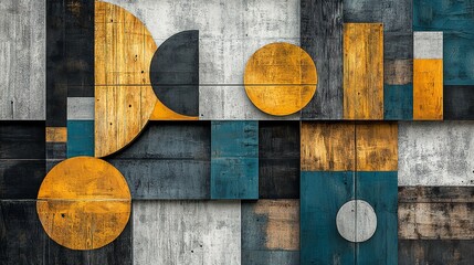 Poster - Modern abstract wall paper mural art in golden blue. Generative Ai