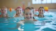 © Dede - Joyful Girl Swimming in a Pool with Friends