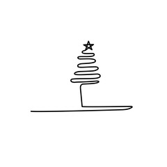 Poster - continuous line of christmas tree