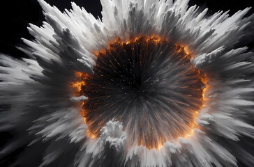Wall Mural - A white explosion with orange fire in the center