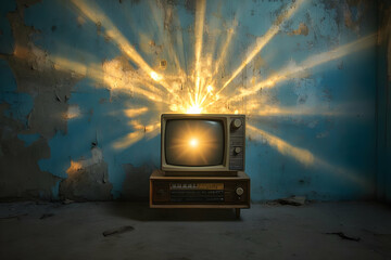 Retro TV Light Burst Illustration