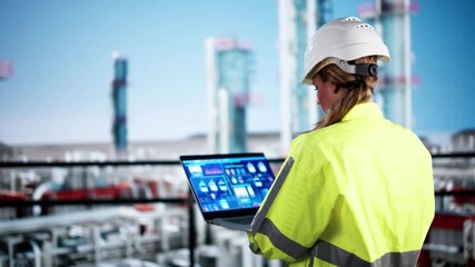 Poster - Woman Working In Power Plant Electricity