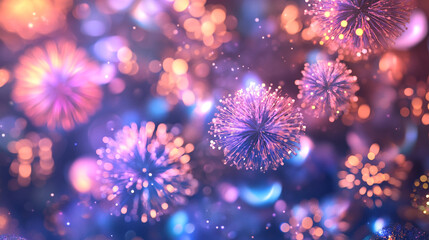 Poster - Colorful abstract representation of fireworks illuminated against a dark backdrop