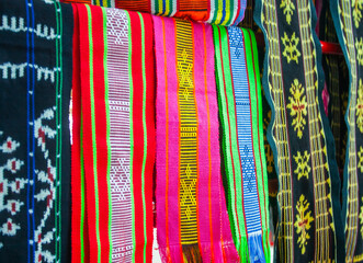 Traditional, colorful cloth from Nusa Tenggara. Traditional hand-woven cloth, commonly used by indigenous people in East Nusa Tenggara to East Timor.