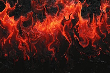 Wall Mural - abstract depiction of flames with vibrant reds and oranges against a dark background.