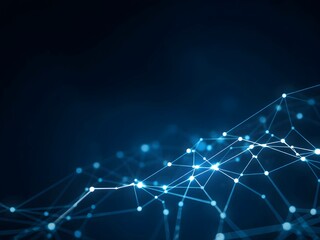 Dark blue tech glowing network background