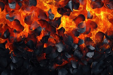 Wall Mural - a fiery texture of glowing embers and flames, creating a dramatic visual effect.