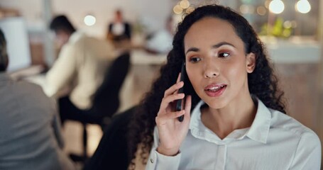 Aufkleber - Phone call, consulting and night with business woman in office for advice, client feedback or budget proposal. Communication, contact and networking with employee in agency for conversation and agent