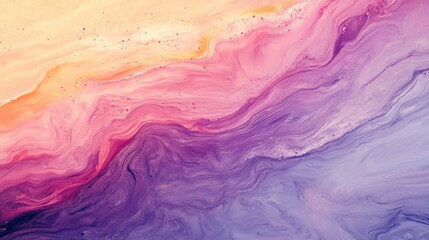 Poster - A vivid and fluid abstract image of swirling pink, purple, and yellow tones, resembling a marble or watercolor texture.