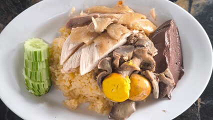 Wall Mural - Chicken rice on a plate