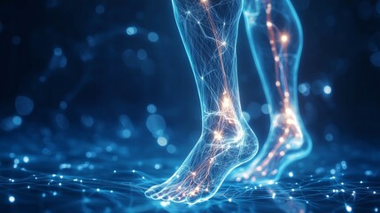 Aufkleber - Futuristic feet walking on digital surface, exploring the metaverse