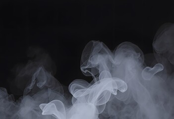 Poster - Abstract image of swirling white smoke or vapor against a black background. The texture is ethereal and wispy creating a hazy misty effect. Perfect for backgrounds.