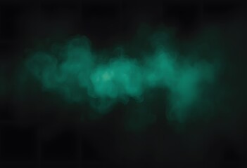 Poster - Abstract Teal Smoke or mist against a black background. The texture is soft and diffused creating an ethereal atmospheric effect. The color is a dark moody teal.