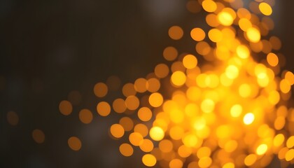Poster - Golden Bokeh Lights Abstract Background Festive Sparkle Blur creating a festive and sparkling effect. The dark background contrasts with the bright blurry circles.