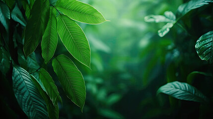 Poster - Lush green leaves create a serene and calming atmosphere in a vibrant environment.