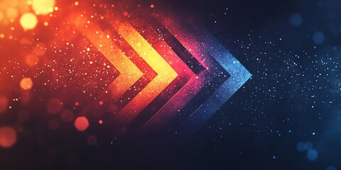 Poster - Abstract graphic with arrows and bokeh effects, conveying motion and direction.