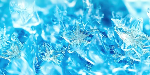 Poster - Blue background with a bunch of ice crystals