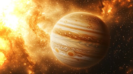 Wall Mural - jupiter transitions through space showcasing its stunning atmosphere and storms