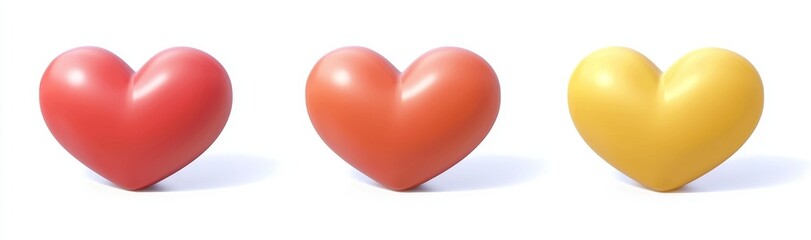Poster - A modern 3D heart shape, perfect for Valentine's Day, on a transparent background. The set features glossy, realistic red and yellow balloons, isolated and minimal, representing motherly love.