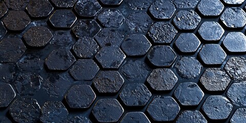 Aufkleber - Black tile with a hexagonal shape