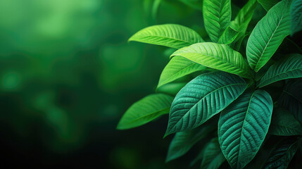 Poster - Vibrant green leaves with textured surfaces create a lush and natural background.