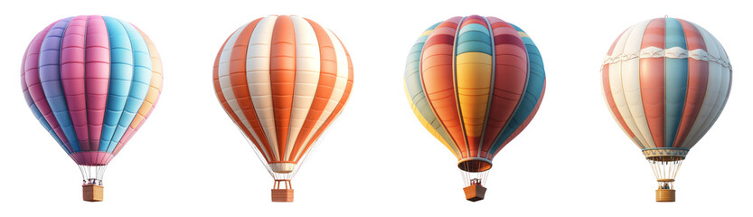 colorful hot air balloons on transparent background