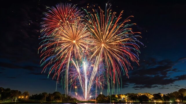 Illustration of Firework against black background , fireworks graphics