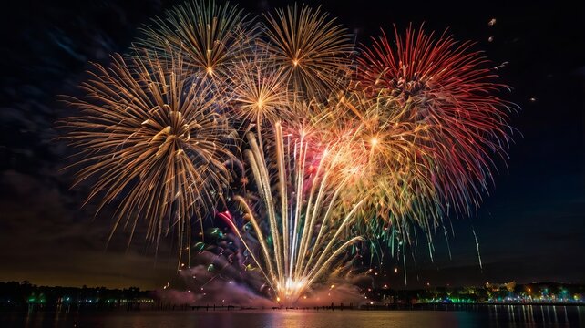 Illustration of Firework against black background , fireworks graphics