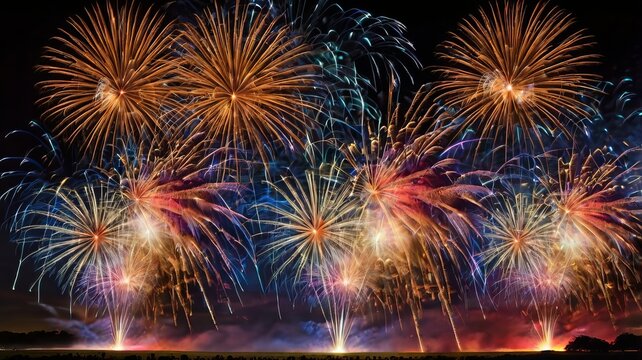 Illustration of Firework against black background , fireworks graphics