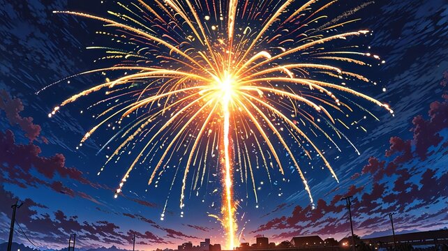 Illustration of Firework against black background , fireworks graphics
