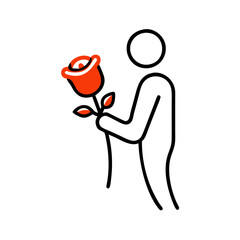 Wall Mural - Person presenting a red rose ias a romantic gift