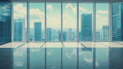 Aufkleber - Modern Office Skyscraper City View Panoramic Window