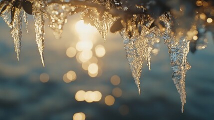 Poster - Golden Icicles Glisten in the Sunset Glow