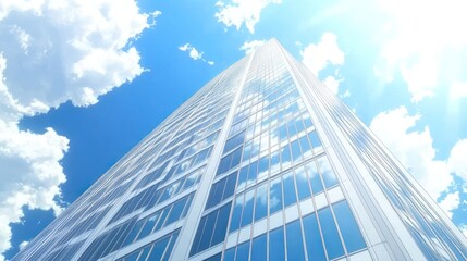 Aufkleber - Modern Skyscraper Against A Bright Blue Sky