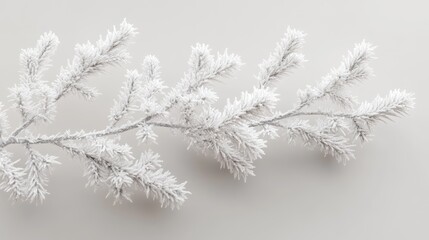Poster - Frosty Branch of a Winter Tree Decorated with Snow