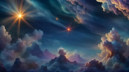 Wall Mural - The sky is filled with clouds and stars