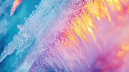 Poster - Iridescent Ice Crystals Glowing With Pastel Hues