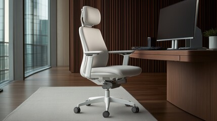 Aufkleber - Modern White Office Chair In Contemporary Workspace