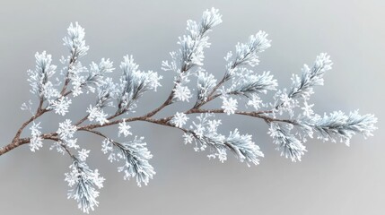 Poster - Frosty Pine Branch Winter Wonderland Scene