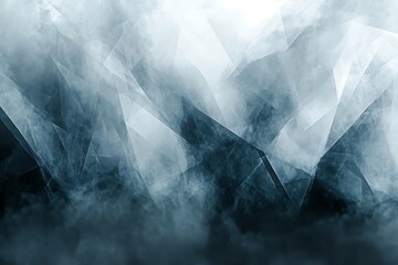Poster - Abstract icy landscape with geometric shapes and fog.