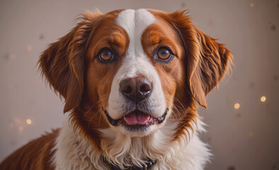 Aufkleber - Brown and white dog with a black nose. The dog has a black collar around its neck