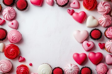 Wall Mural - A card for Valentine's Day with heart designs over a chocolate-themed background.