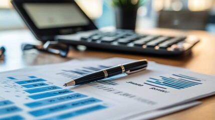 Poster - Financial Report Data Analysis With Pen And Calculator