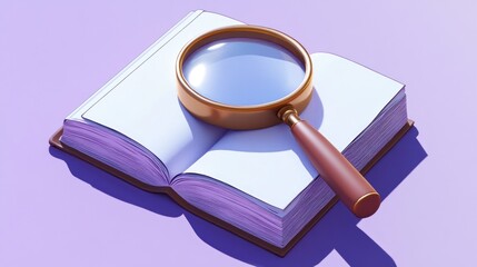 Poster - Magnifying Glass on Open Book Researching Knowledge