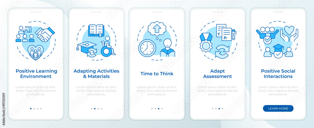 Inclusive learning blue onboarding mobile app screen. Education ...