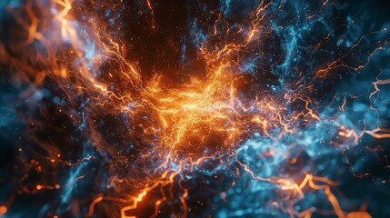 Poster - A vibrant, abstract representation of Quantum Entanglement, lightning in the image.